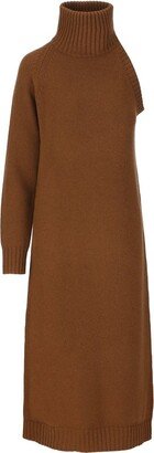 Turtleneck One-Sleeved Knitted Dress