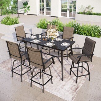 MakeYourDay 7-Piece Patio Bar Stool Set Textilene Swivel Stools