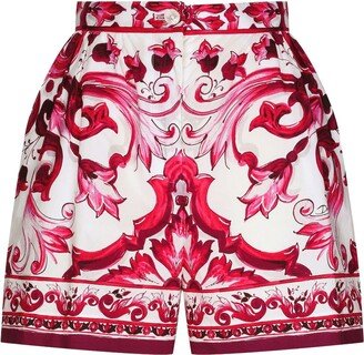 Majolica-print cotton shorts