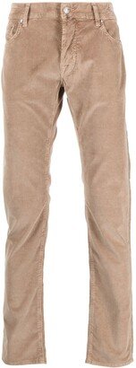 Corduroy Straight-Leg Trousers-BK