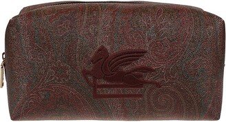 Logo-Embroidered Paisley-Printed Zipped Wash Bag