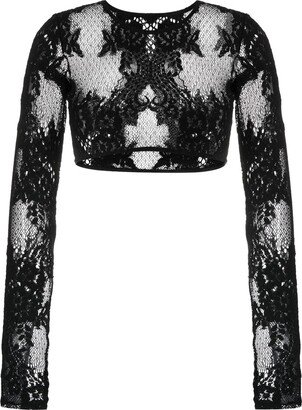 x Rue Ra floral-lace crop top