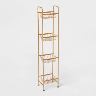 Tall Bath Storage Tower Metallic Gold