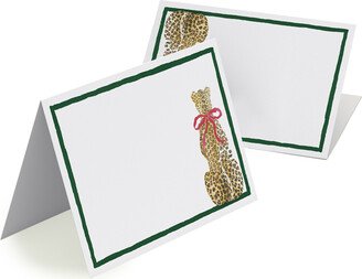 Clementina Sketchbook Set-of-Eight Christmas Leopard Hand-Painted Place Cards