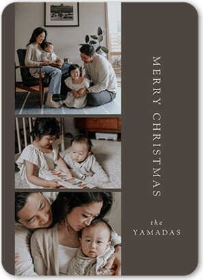 Holiday Cards: Modern Vertical Type Holiday Card, Grey, 5X7, Christmas, Matte, Signature Smooth Cardstock, Rounded