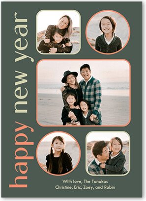 Holiday Cards: Family Shapes Holiday Card, Green, 5X7, New Year, Pearl Shimmer Cardstock, Square