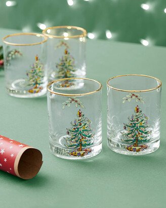 Christmas Tree Double Old Fashioned Glasses, Set of 4