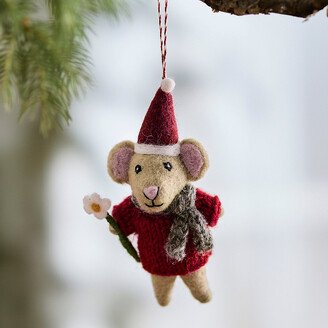 Santa Hat Mouse Felt Ornament-AA