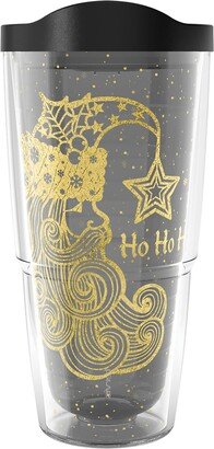 Festive Christmas Holiday Golden Santa Made in USA Double Walled Insulated Tumbler Travel Cup Keeps Drinks Cold & Hot, 24oz, Quartz