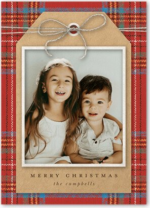 Holiday Cards: Festive Gift Tag Holiday Card, Red, 5X7, Christmas, Matte, Signature Smooth Cardstock, Square