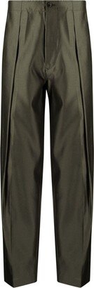 Pleated Satin Tapered Trousers