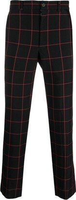 Checked Mid-Rise Tapered Trousers