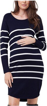 Maternity Valerie Up Down Knit Nursing Tunic - Navy, White