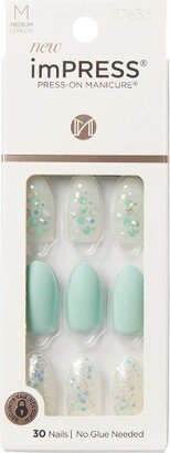 KISS Products imPRESS Press-On Manicure Medium Almond Fake Nails - Evergreen - 33ct