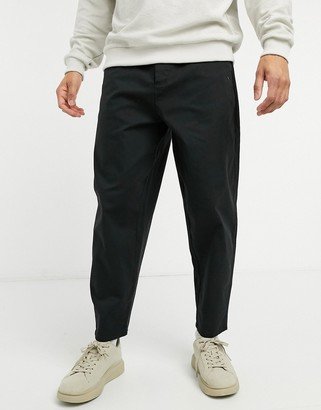 oversized tapered chinos in black-AA