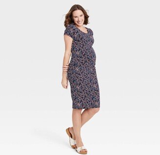 Short Sleeve T-Shirt Maternity Dress - Isabel Maternity by Ingrid & Isabel™ Navy Blue Floral XS