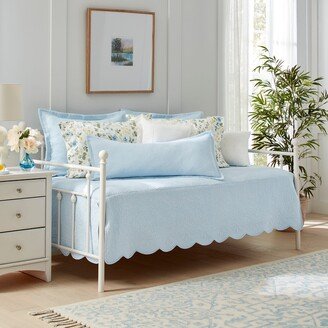 Solid Trellis Cotton Blue 4 Piece Daybed Cover Set