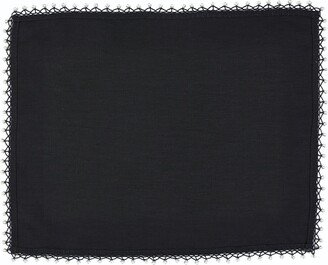 Km Home Collection Black Linen Placemats With Pearl Set Of 2