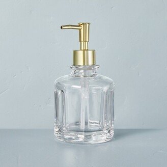 Sculpted Glass Soap/Lotion Pump Dispenser Clear/Brass