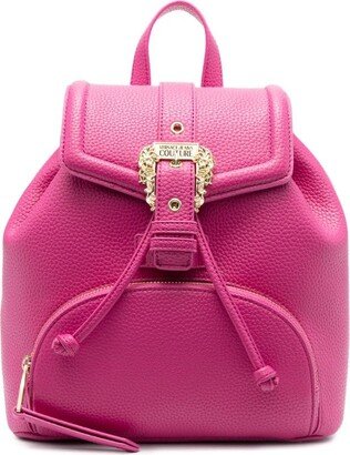 Baroque-buckle faux-leather backpack