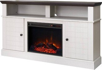 Eliana Fireplace Remote Control TV Stand for TVs up to 65 Dark Oak/White - Teamson Home