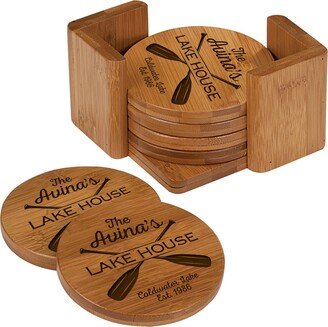 Bamboo Coasters | Coastal Personalized Set Handmade Round For Men Modern