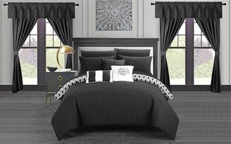 Liron 20 Piece Black Comforter Set Reversible Bed in a Bag