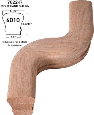 7022-R Red Oak Right Hand S-Turn - 6010 Wood Staircase Fitting For Stair Remodel Ro-7022-R