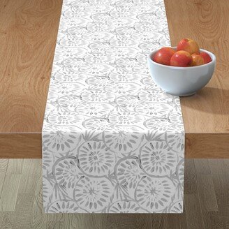 Table Runners: Medallions - Gray And White Table Runner, 72X16, Gray