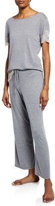 Shangri La Luxe Lace-Trim Pajama Set