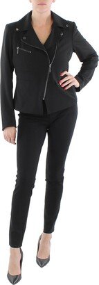 Womens Crepe Front Zipper Suit Jacket