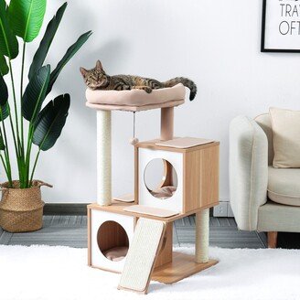 Rev Wooden Cat Tree With Sisal Scratching Post