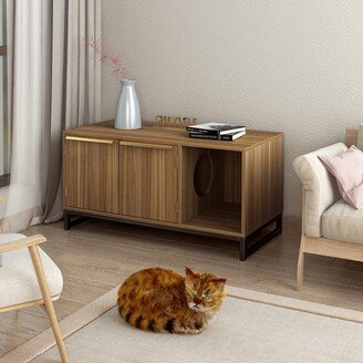 TiramisuBest Tv stand,Cat House and TV stand in one, Walnut