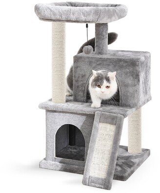 Cat Tree Sisal Scratching Post Kitten Furniture Plush Condo Playhouse