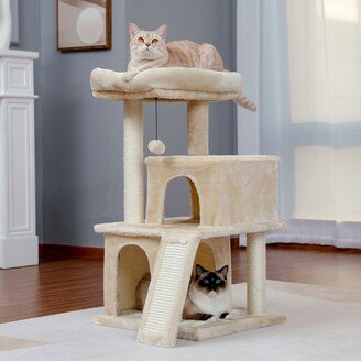 34in Cat Tower with 2 Condos Scratching Sisal Posts and Dangling Ball