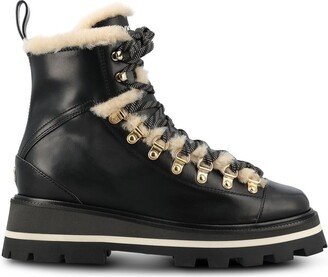 Chike Shearling-Trimmed Lace-Up Boots