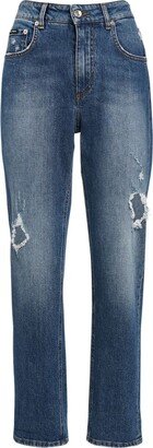 Distressed denim boyfriend jeans