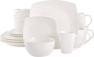 16pc Stoneware Soho Lounge Square Dinnerware Set White - Gibson Soho Lounge