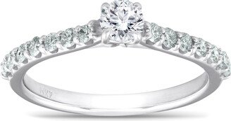 Pompeii3 3/4 Ct TDW Diamond Side Stone Engagement Ring 14k White Gold