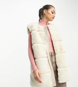 Urban Code Petite faux shaggy fur jacket in cream