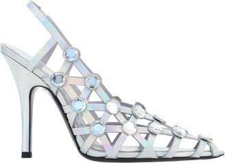 Grid Holographic Slingback Sandals