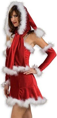 Santa's Baby Christmas Hooded Red & White Adult Women's Costume Scarf