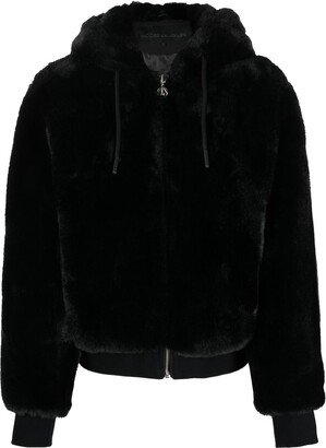 Logo-Patch Faux-Fur Jacket