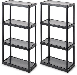 4 Shelf Fixed Height Solid Light Duty Storage Unit, Black 2 Pack - N/A
