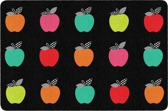 Schoolgirl Style Stylish Black & White Brights Apple Sit Spot Classroom Area Rug,