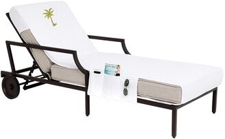 Palm Tree Embroidered Chaise Lounge Cover With Pockets