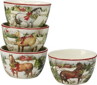 22802SET4 Christmas on The Farm 5.5 Ice Cream Bowl, Set of 4 Assorted Designs, One Size, Mulicolored, 2oz