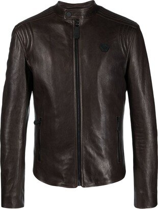 Padded Leather Biker Jacket