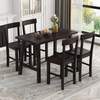 hommetree 5pcs Minimalist Industrial Style Dining Table Set with 4 Dining Chairs