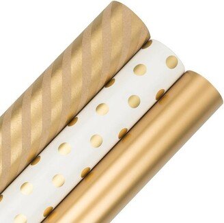 JAM Paper & Envelope 3ct Gift Wrap Rolls Gold